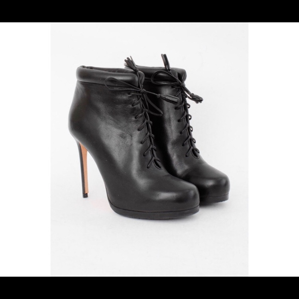 Theory stiletto laces up leather booties 38.5